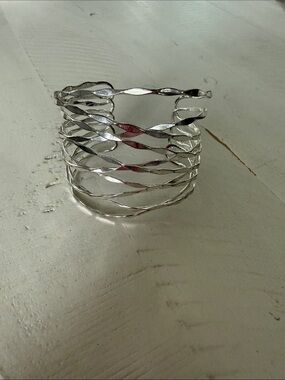 Silver Twisted Open Cuff Bracelet - Women Jewelry